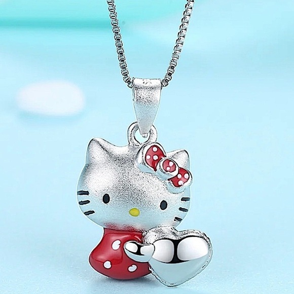 Hello Kitty Sterling Silver Charm Pendant Necklace - Picture 2 of 4